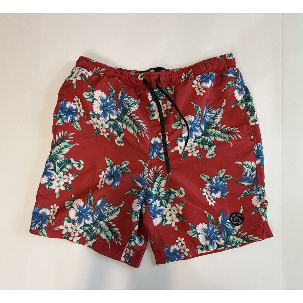Brooklyn Cloth Kente Volley Men's Swim Trunks Floral Red Blue White Green M